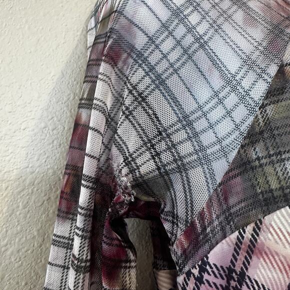 Amur Pink Plaid Sheath Midi Dress SIZE 6 Mesh Work Preppy Ruched Designer $500 - Picture 12 of 13